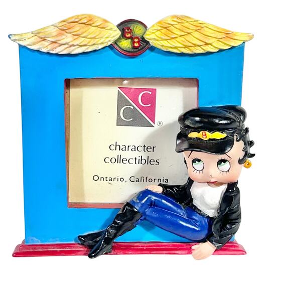 Vintage Betty Boop Biker Picture Frame For Your 1.5 x 1.5" Blue - Picture 1 of 7